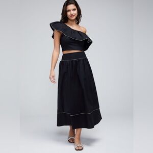 WILDFOX DAVENAY MAXI SKIRT  CROP TOP SET WITH CRYSTAL TRIM BLACK SIZE SMALL NWOT